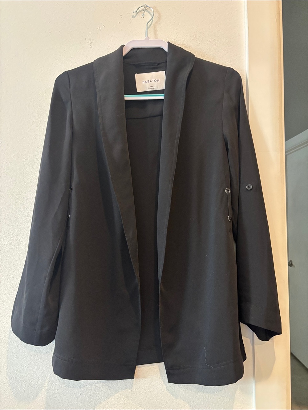 Aritzia Babaton Black Open-Front Blazer Jacket XXS Tab Sleeve